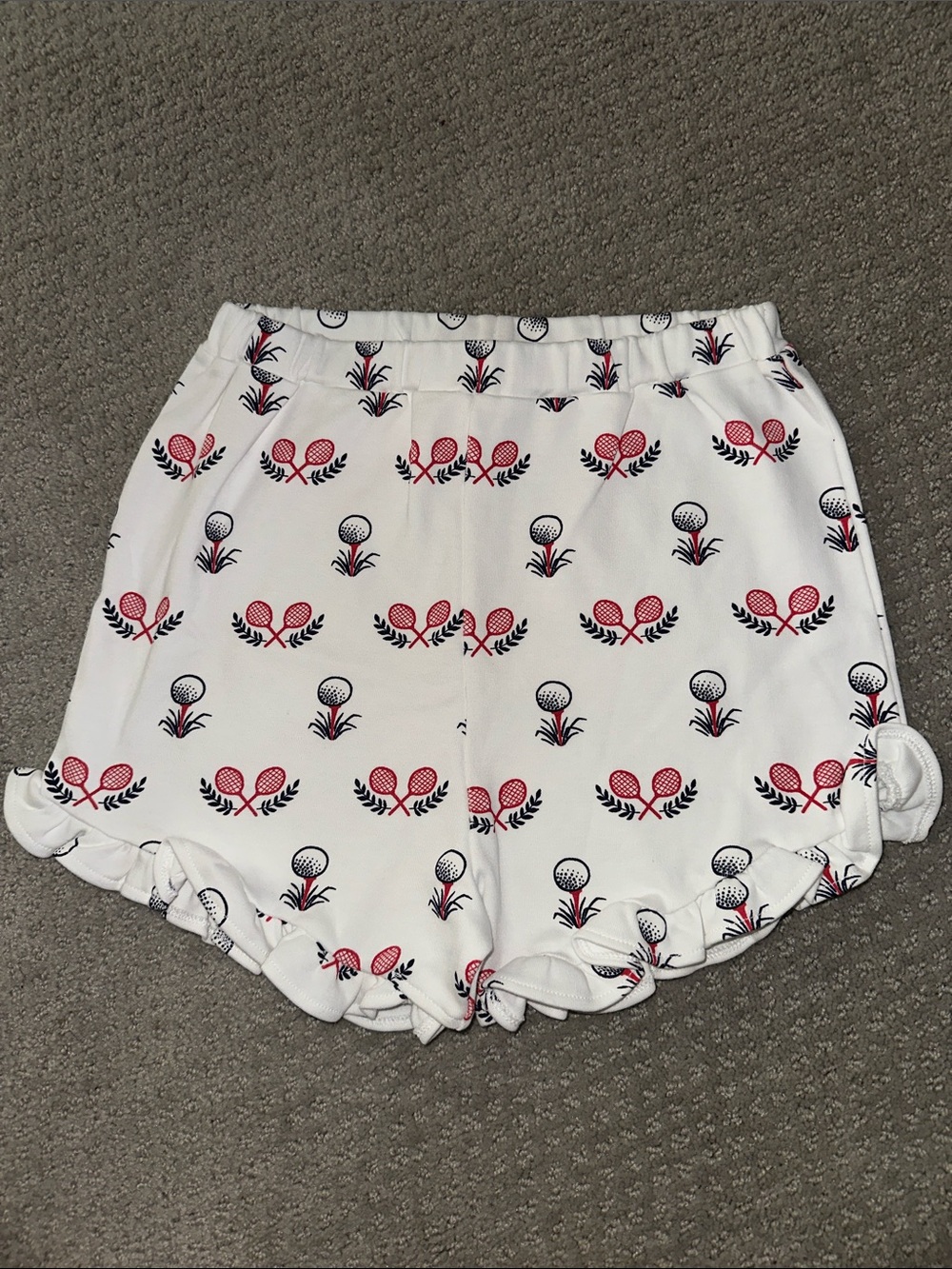 New! TBBC White Ruffled Tennis Print Shorts Girls 10